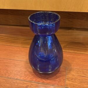 VTG Cobalt Blue Optic Ribbed Hyacinth Bulb Vase